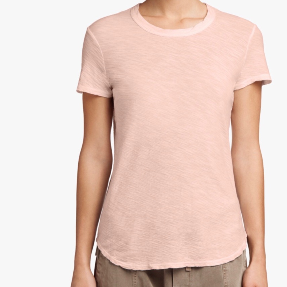 James Perse womens sheer slub crewneck T Rosewater